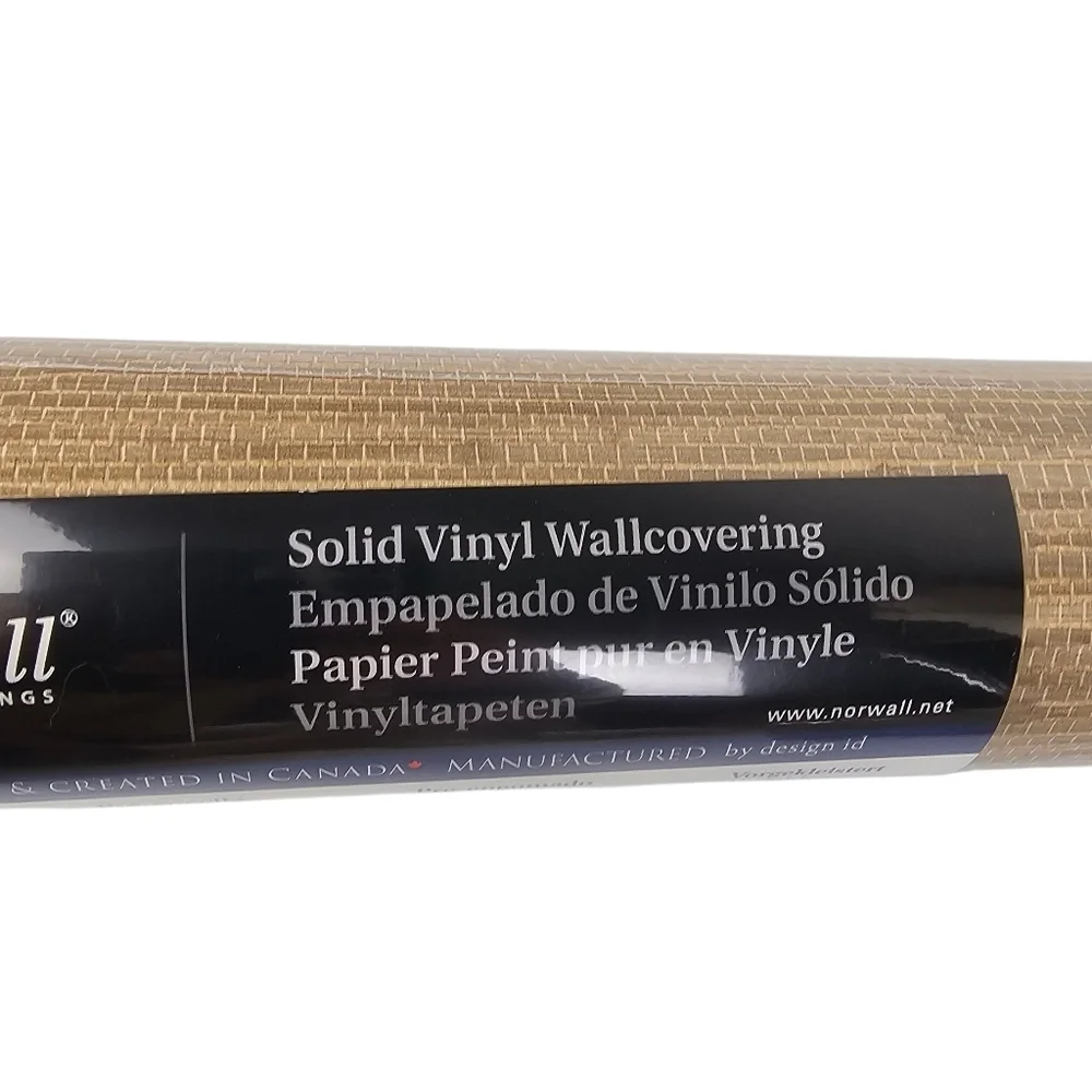 Norwall Solid Vinyl Wallcovering Faux Grass Cloth Natural Neutral Peel and Stick